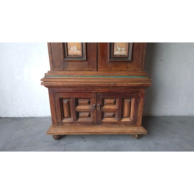 Antique Spanish European Patinaed Wood Cabinet For Sale - Image 9 of 17