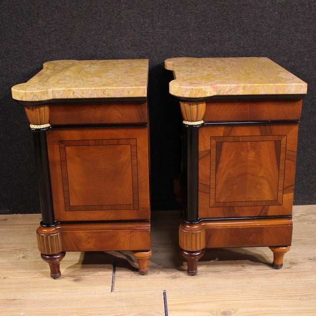 20th-Century Italian Bedside Tables with Marble Top, 1970s, Set of 2 For Sale - Image 3 of 13