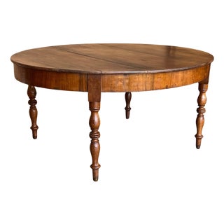 Late 19th Century French Solid Walnut Oval Center Table with Four Turned Legs For Sale