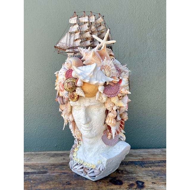 This extraordinary vintage bust is a captivating example of maritime folk art, drawing inspiration from the storied...