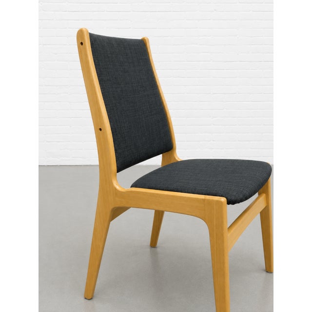 Danish Mid Century Modern Dining Chairs, Set of 6, Beech Wood Frames With Charcoal Upholstery, Scandinavian Modern Dining Chairs, C. 1960s For Sale - Image 9 of 11