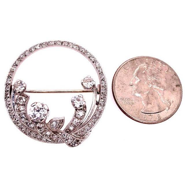 Antique 14 Karat Pin or Brooch in White Gold Diamond Circle For Sale - Image 4 of 12