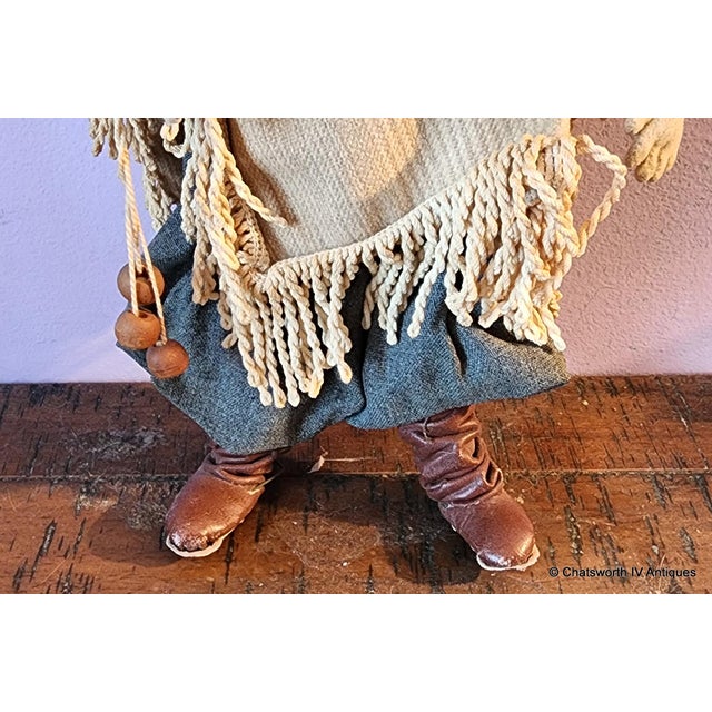 American Antique Vintage Male Gaucho Cloth & Wire Hand-Made Doll, South American Cowboy, 1940s For Sale - Image 3 of 8