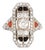 Vintage Art Deco Diamond Ring Coral Onyx Platinum Plaque Size 9.75 For Sale