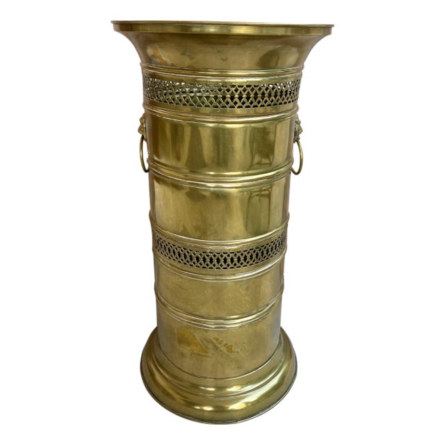 20th Century Round Brass Umbrella Stand For Sale