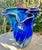 Large Blue Swirl Ruffled Handkerchief Art Glass Vase | Studio Glass Fazzoletto 15"h Artist Signed For Sale - Image 10 of 18