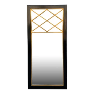 Hollywood Regency Style Black & Gold Giltwood Mirror