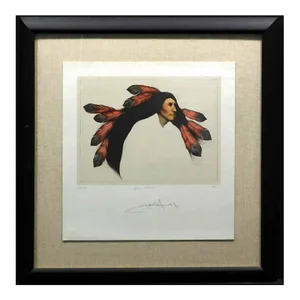 1990s Frank Howell "Wild Flower" Lithograph Framed Hand Signed With Custom Frame