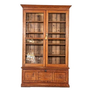 19th Century English Glazed Pine Bookcase, 1880 For Sale