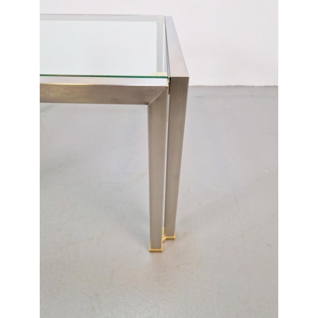 Regency Peter Ghyczy coffee table side table T28 brass glass ‘70 Coffee table by Peter Ghyczy. Square metal frame, solid...