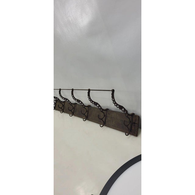 Cabin 1920s Vintage Cast and Wood Wall Hanging Coat Hat Rack Store Display For Sale - Image 3 of 8