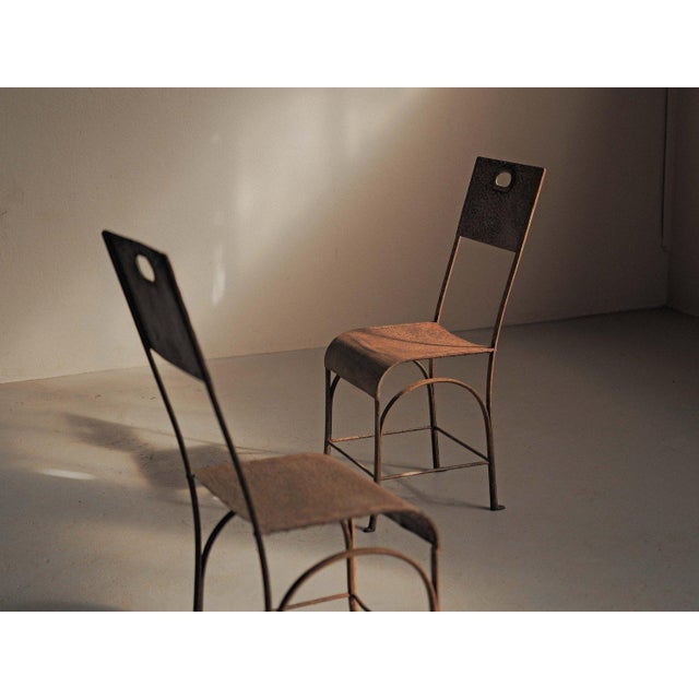 Riveted Steel and Patinated Sheet Metal Chairs, 1920, Set of 2 For Sale - Image 10 of 18