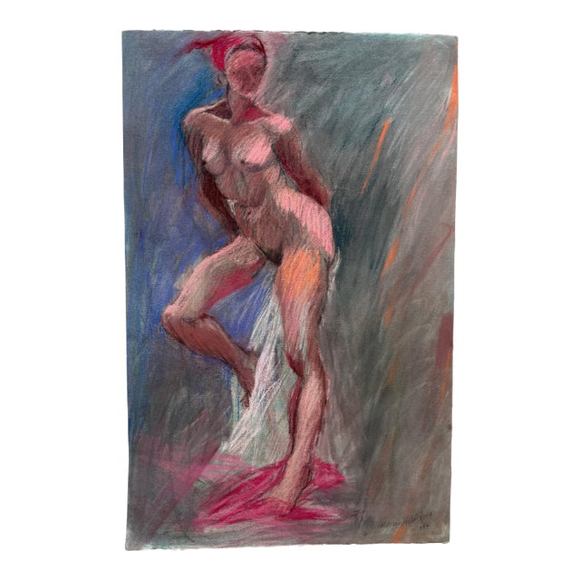Large Standing Figure Drawing on Paper Ruth Aizuss Migdal For Sale