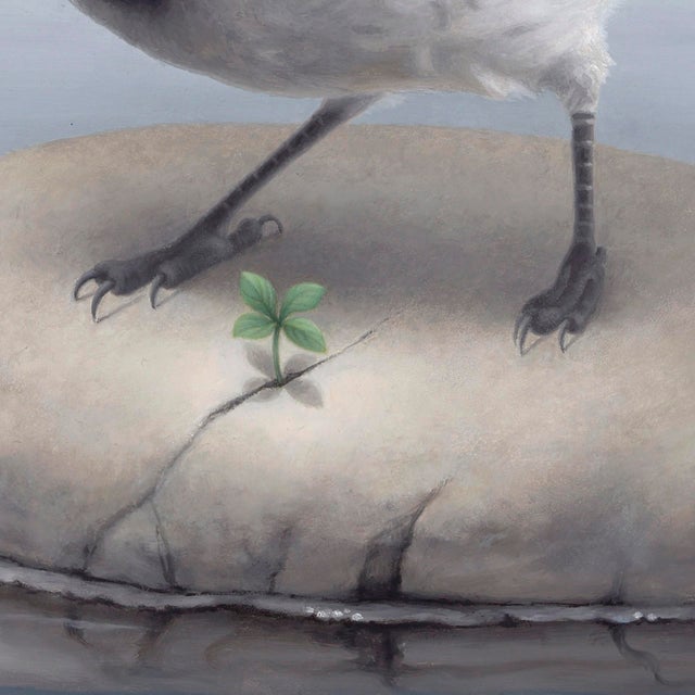 Realism Blue Jay by Susan McDonnell | Oil on panel Bird standing on a rock by water. For Sale - Image 3 of 5