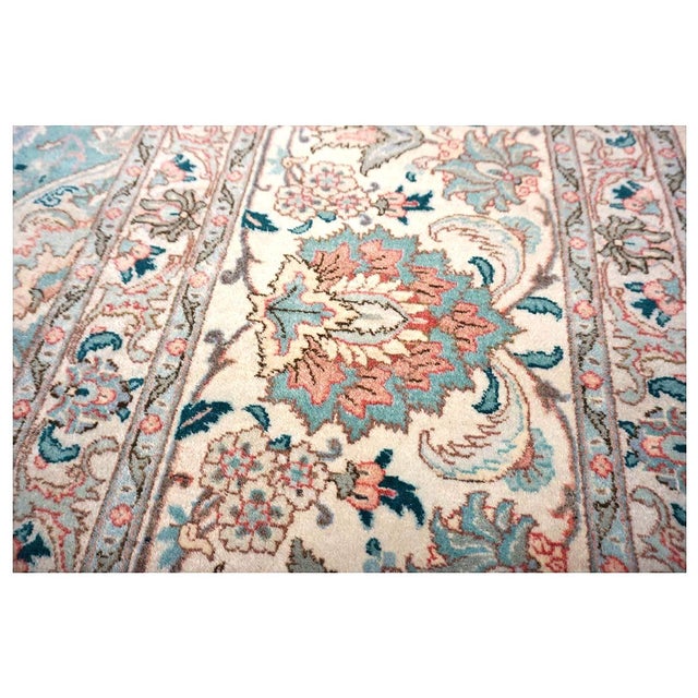 Antique Persian Tabriz Pahlavi Wool 12x18 Ivory, Pink & Teal Handmade Area Rug #9902227 For Sale - Image 10 of 15