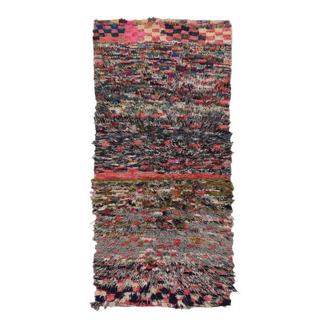 Vintage Moroccan Runner Rug in Polychromatic Geometric Pattern, From Rug & Kilim For Sale