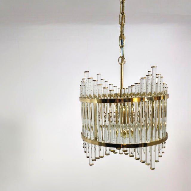 Mid-Century Hollywood Regency Brass and Glass Tube Ceiling Light by Christoph Palme for Palwa, 1970s For Sale - Image 10 of 10