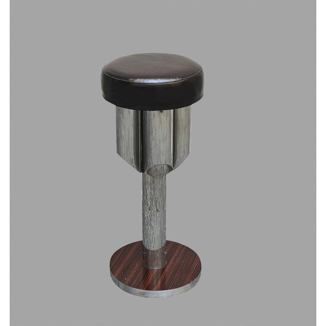 Mid-Century Modern Tall Chrome and Leather Bar Stool, Italy, 1970s For Sale - Image 3 of 11