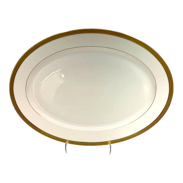 Lenox Lowell P-67 Gold Stamp Large Oval Serving Platter 17.25" Gold Encrusted Usa For Sale
