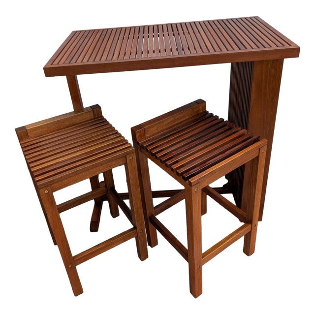 Bar Furniture in Exotic Teak, Set of 3 For Sale