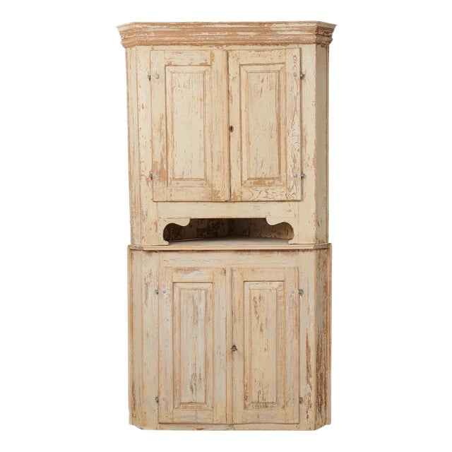Antique Swedish Gustavian Country Corner Cabinet For Sale