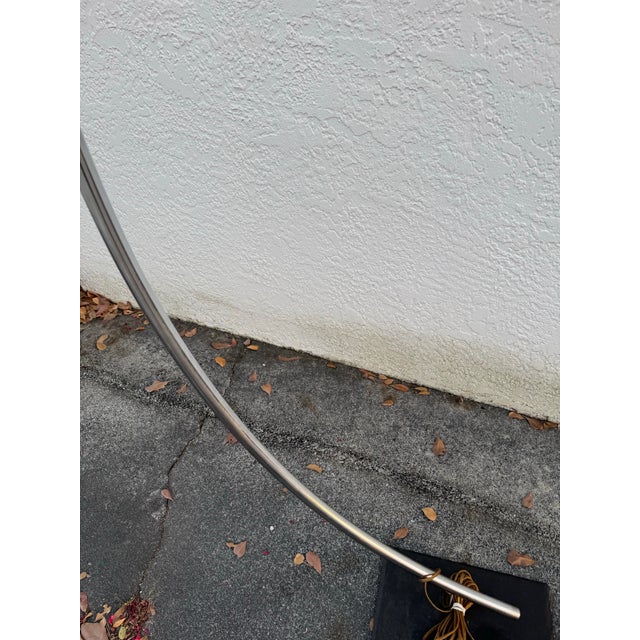 Vintage Mid‑Century Modern Chrome Space Age Arc Chrome with Globe Shade Floor Lamp For Sale In Naples, FL - Image 6 of 8