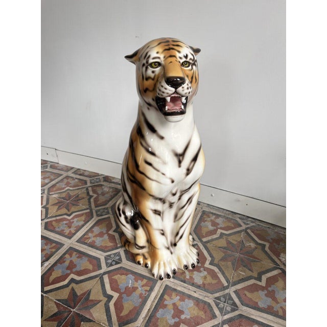 Italian Artist, Large Tiger Statue, Ceramic, in Very Good conditions. Designed from 2000 This piece has an attribution...
