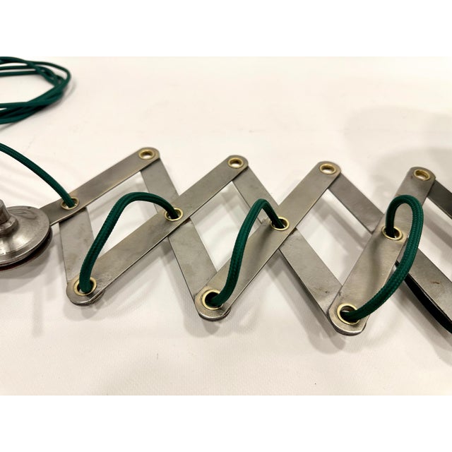 Industrial Dark Green Scissor Wall Lamp, 1950s For Sale - Image 9 of 18