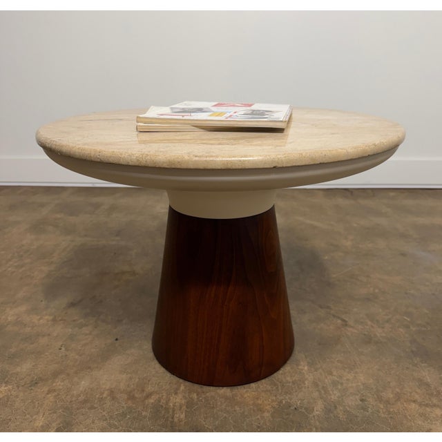 Metal Frank Rohloff Travertine Cocktail Side Table for Brown Saltman For Sale - Image 7 of 16