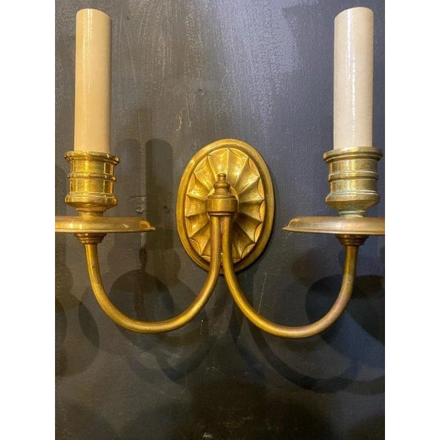 Edward F. Caldwell & Co. 1920's Caldwell Small Gilt Bronze Sconces - a Pair For Sale - Image 4 of 4