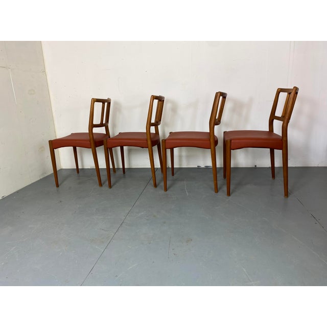 Mid-Century Danish Teak and Leather Dining Chairs by Johannes Andersen for Uldum Møbelfabrik, 1950s, Set of 4 For Sale - Image 17 of 18