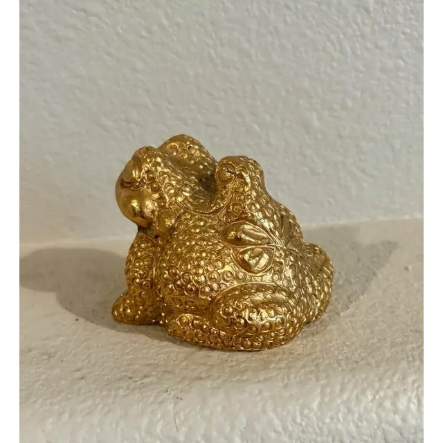 Gold Plated Bronze Frog, Perfect Paperweight or Coffee Table, 2.5” High For Sale - Image 10 of 13