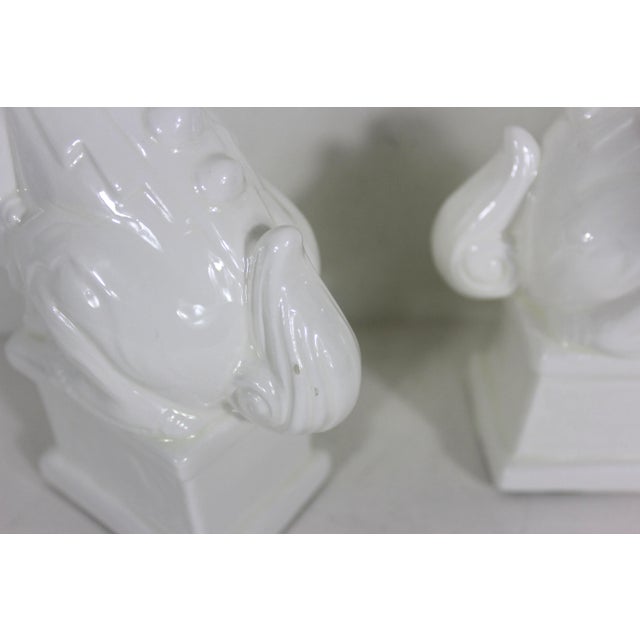 Vintage White Ceramic Foo Dogs a Set For Sale - Image 6 of 11