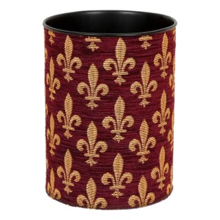 Fleur De Lys - Burgundy Tapestry Waste Bin For Sale