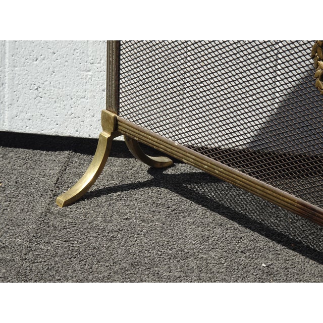 Vintage French Louis XVI Style Brass Fireplace Screen Maison Jansen Style For Sale - Image 11 of 14