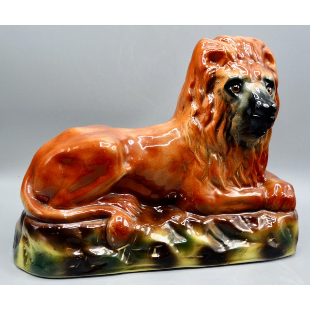 19th-Century English Staffordshire Lion Statue For Sale - Image 6 of 13