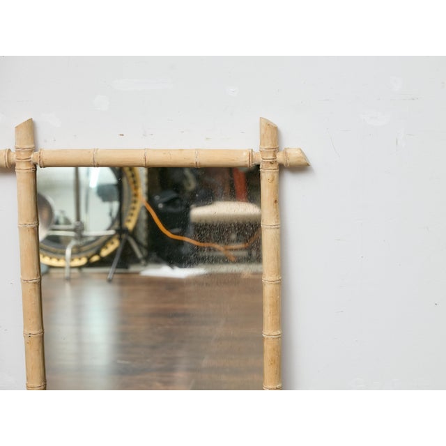 Cream Bleached Bamboo Midcentury Mirror with Natural Finish and Coastal Style For Sale - Image 8 of 12
