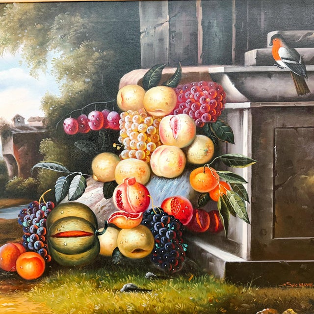 Large Scale Framed Italian Neoclassical Still Life Oil on Canvas Painting For Sale - Image 4 of 10