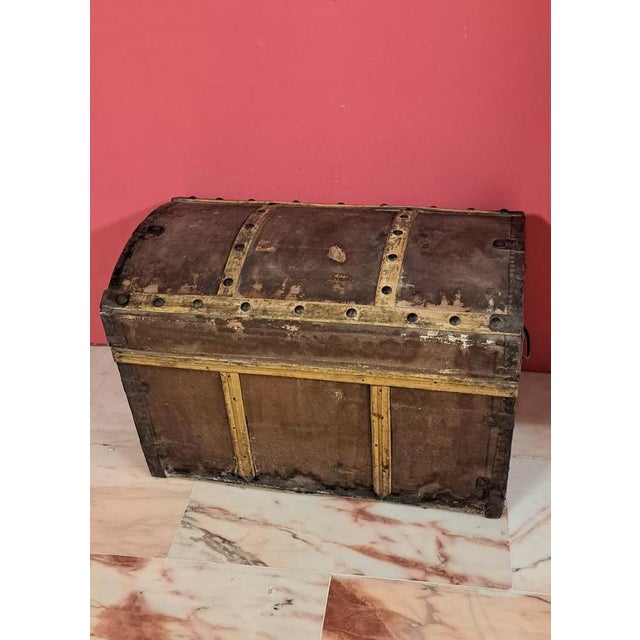 Antique Travel Trunk in Wood, 1890s For Sale - Image 12 of 13
