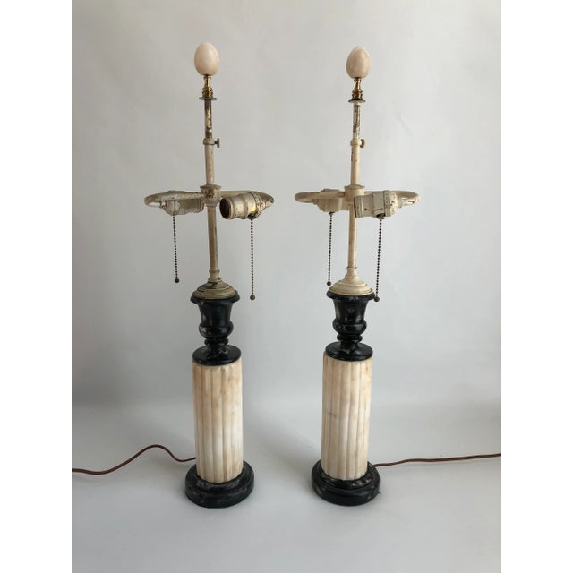 1930s French Art Deco Black & Ivory Marble Table Lamps - a Pair For Sale In Boston - Image 6 of 8
