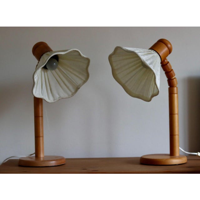 Vintage Pine Table Lamp from Solbackens Svarveri, Sweden, 1970s, Set of 2 For Sale - Image 4 of 18