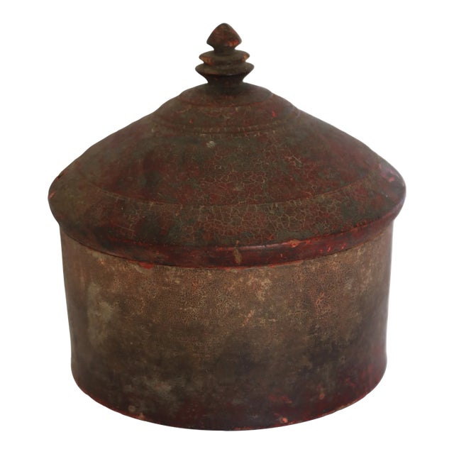 1920s Painted Wood Box With Lid From India For Sale