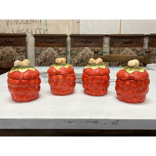 Ceramic Vintage Four Raspberry Ceramic Jars, 1980s, Set of 4 For Sale - Image 7 of 7