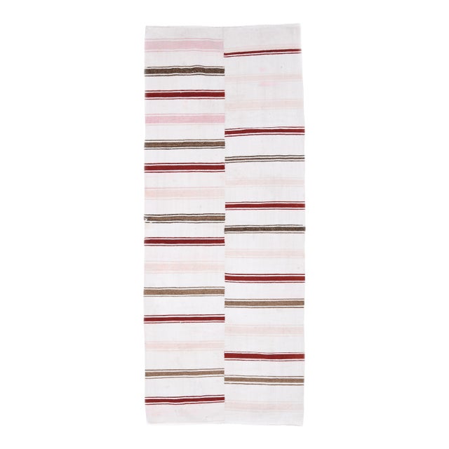 1970s Vintage Handmade Wool Cotton White Area Rug For Sale