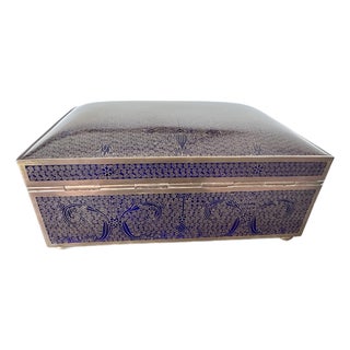 Late 19th Century Chinese Blue Cloisonné Enamel Box For Sale