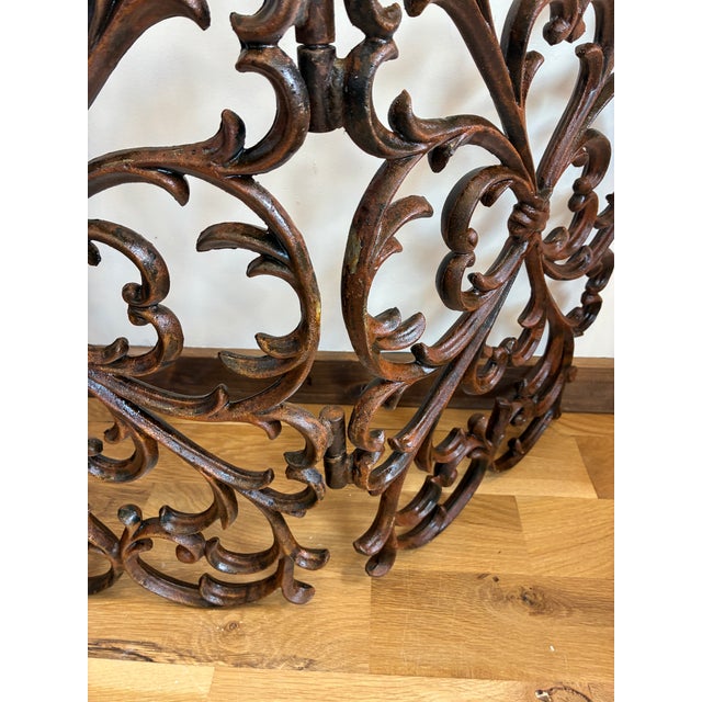 Vintage Ornate Spanish Style Cast Iron Fireplace Screen For Sale - Image 10 of 13