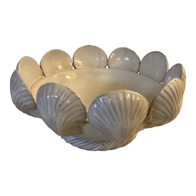 Italian Majolica Blanc De Chine Clam Sea Shell Bowl For Sale