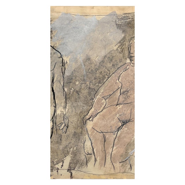 Paper Two Female Nudes Expressionist Painting "Conversation" Robert Colescott, 1959 Smith Tower Gallery For Sale - Image 7 of 12