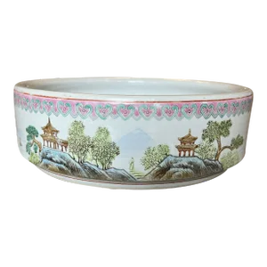 Asian Chinese Porcelain Bonsai Water Lily Planter Bowl