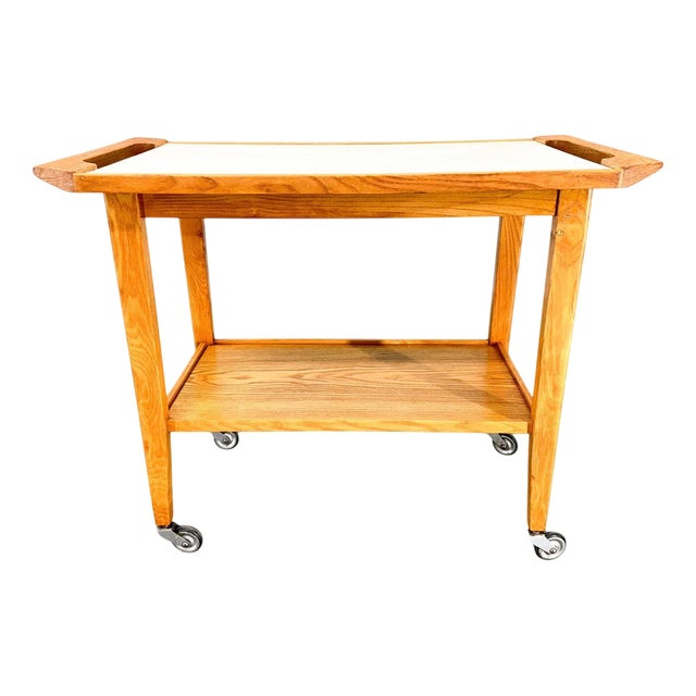 Vintage Wood and Plywood Serving Cart, 1970s For Sale